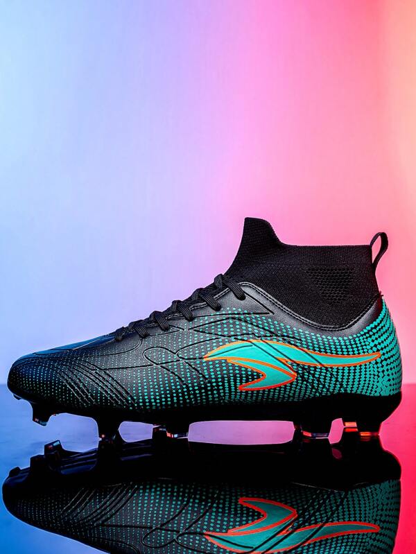 Men's High Tops Lace Up Soccer Cleats, Lightweight Professional Athletic Football Cleats Men Athletic Shoes For Training Soccer
