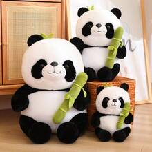 Soft Cute Panda Plush Doll In Bamboo Tube - Made Of Green Polyester Fiber, Multi-Positioning, Bamboo Tube - Ideal Gift For Christmas And New Year, Festival Toys With Playful Design, Soft Texture, Children's Birthday Gifts, Event Party Favors - 彩色 - 查看 5