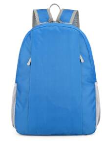 1 pieza Mochila plegable de gran capacidad de nailon unisex para niños, mochila ligera de color caramelo para senderismo al aire libre, mochila escolar con cierre de cremallera, adecuada para todas las estaciones