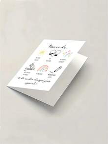 1pc Funny French Thank You Card With Envelope, Express Gratitude To Family, Teachers, Friends, Employees And Bosses For Work, School, Unusual Items, Interesting Thank You Card With Cartoon Decoration In Black Text - Multicolor - View 6