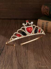 1 pièce Tiare couronne de forme de cœur en cristal, accessoires de mariage de mariée de luxe, couronne de cœur pour la Saint-Valentin, décoration de gâteau d'anniversaire