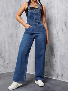 Women's Jeans, Women's Overalls, Y2K Style Women's Clothing, Retro Jeans, Elegant Jeans, Women's Clothing For Tall Women, Exquisite Details, Fashionable And Sexy, Suitable For Outdoor Wear, New Year, Street Style, Birthdays, Outings, Christmas, Vacations, Concerts, Festivals And Parties And Other Occasions. - 深藍色 - 查看 3
