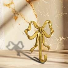 1pc/2pcs Gold Brass Bow Tie Wall Hook - Polished Wall Mounted Decorative Hook With Screws, Suitable For Hanging Clothes, Towels, Bags, Doors, Bathrooms, Kitchens And Bedrooms, Also Suitable For Holiday Decorations, Mother's Day Gifts, Graduation Gifts, Home Essentials - Multicolor - View 2