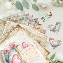 12/24PCS Tea Party Theme Scrapbook Paper Pad, 5.9*5.9inch Shabby Chic Pattern Vintage Tea Party Scrapbook Paper For DIY Crafts Journaling Scrapbook Supplies Gift Wrapping Album Art Decorative Craft Paper, Scrapbooking Supplies
