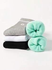 4 pares de calcetines deportivos de estilo de moda con diseño de letra O, cómodos, suaves y transpirables hasta el tobillo