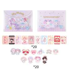 Sanrio 40pcs/Pack Cute Black Sticker Set, Including Hello Kitty, Pompompurin, And My Melody Cartoon Animal Paper Stickers, DIY Scrapbooking Decoration Materials With PVC Storage Bag