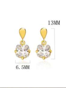 Boucles d'oreilles en forme de goutte en argent sterling S925 avec des accents en cubique zircone, design vintage élégant, mode et polyvalent, convient comme cadeau pour la famille, les amis et les couples