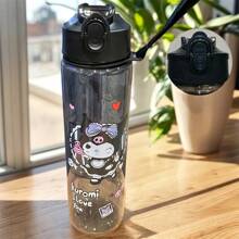 Sanrio (Authorized) Sanrio Hello Kitty Kuromi Melody Jade Guigou 800ml/27 Oz Cartoon Transparent Sports Water Bottle, Leak Proof, Portable, Drop Proof, Comes With Pop Up Lid, Suitable For Exercise, Slow Running, Gifts For Her, Birthday Gifts, Graduation Season, Summer Travel Accessories, Etc