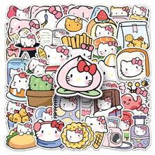 Sanrio 50 PCs Funny Cute Q-Version Kitty Cat Stickers For Laptops, Water Bottles, Diaries, Suitcases, Cars, Wardrobes And Other DIY Decorative Stickers,Back To School,School Supplies