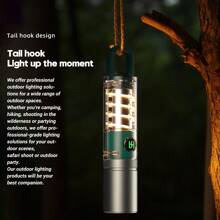 1pc Multi-Functional Bright Portable Flashlight | Dual Light Source + 5 Lighting Modes | Tail Hook Design + Detachable Lamp Cover | TYPE-C Charging + Extra-Long Runtime | Essential For Outdoor Adventure, Camping, Hiking, Night Fishing, Night Cycling