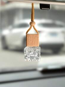 10pcs Customized Text Rectangular Glass Perfume Bottles, Square Shaped Car Fragrance Bottle Empty, Car Accessories