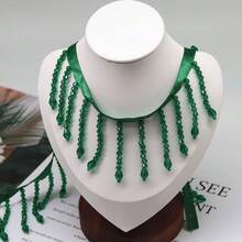 1yard Crystal Pendant Beaded Tassel Trims DIY Garment, Stage Costumes, Home Decor, Headwear, Hat Accessories