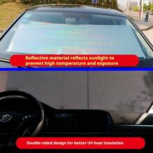 1件装自动伸缩汽车遮阳帘，PVC隔热卷帘遮阳帘，汽车防晒遮阳帘 - 防紫外线隔热帘，易于粘贴安装，适用于大多数车辆，隔热遮阳帘