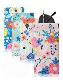 Squeezed Top Sunglasses Case Bohemian, Soft Leather Glasses Case Portable Sunglasses Bag