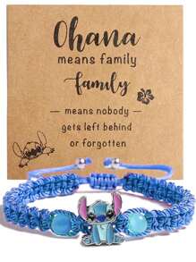 Disney Disney 1pc Disney Cartoon Stitch Alloy Craft Adjustable Braided Bracelet,Great For Wonderful Gifts For Friends And Partners!