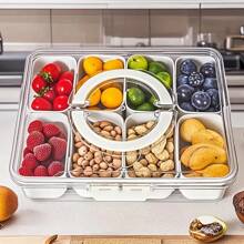 1 Stück Lebensmittelaufbewahrungsbox mit Deckel, ein getrenntes Serviertablett, eine kastenförmige Behälter für Süßigkeiten, Gemüse, Obst, Nüsse, geeignet für Picknicks, Partys, Kühlschrankorganisationsboxen, versiegelte Lebensmittelaufbewahrungsbehälter mit Deckeln, Frischhalteboxen für den Kühlschrank, Behälter zum Aufbewahren von Süßigkeiten, Nüssen, Gewürzen und Lebensmitteln, Snackboxen und Behälter für gekochte Speisen.
