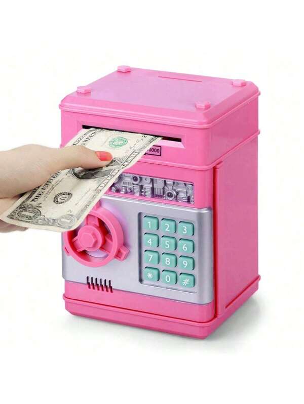 Pink Piggy Bank For Coins And Cash, ATM Bank Electronic Coin Money Box, Random Color Accessories (Gift)
