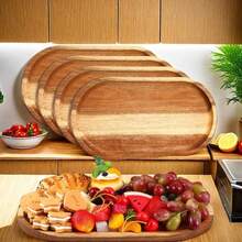 Simplistic Summer Style Wooden Tray, Organizer/Display Tray For Sushi, Cake, Bread, Coffee, Tea Accessories - Brown - View 3