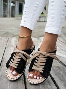 Sandalias planas de estilo bohemio y colorblock casual para el verano