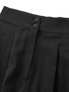 Women's Two Pieces Set V Neck Top With Belt Pleats Wide Leg Pants Trousers Elegant Female Sets Summer Women's Suit Chic Ladies - Black - View 10