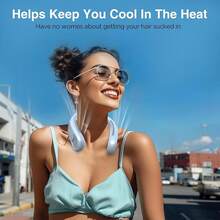 Neck Fan, Hands Bladeless Neck Fans Portable Rechargeable, 6000 MAh Battery Operated Wearable Personal Fan, Cooling Neck Fan, 3 Speeds, USB Fan Gifts Men, Women, Travel, Outdoor - 藍色 - 查看 2