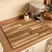 1pc Wood Grain Pattern Printed Absorbent Mat, Suitable For Espresso Machine, Sink, Faucet, Cup Holder, Home Decor, Kitchen & Bathroom Accessories - Multicolor - View 8