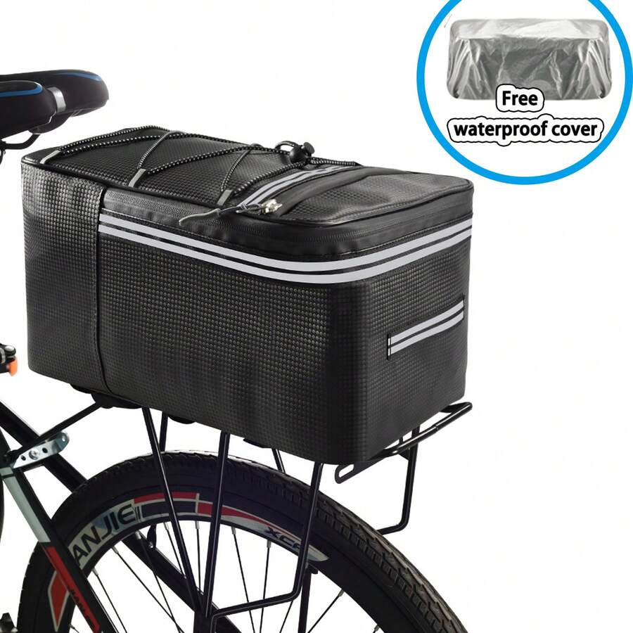 12L Bicycle Rear Seat Bag, Bicycle Pannier Bag, Bicycle Tail Bag, Saddle Bag, Electric Bicycle Hanging Trunk, Large Capacity Mountain Bike Trunk Bag, Suitable For Riding Mountain Bikes, Road Bikes, Folding Bikes, Seat Bags, Bicycle Tail Bags - 黑色 - 查看 1