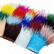 100CM(39.37") Artificial White Feathers Trim Sewing Clothing Accessories Plumes Ribbon Wedding Dress DIY Crafts Fringe Party Home Bag Decoration 8-10cm/3-4inch - Multicolor - View 8
