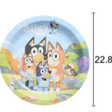 Disposable Meal Plate Sets With Dog Bruy Themed Birthday Party Decorations, Triangular Flags, Atmosphere Banners (5 Sets For Each Style)(Set Of 10 7-Inch Paper Trays, Set Of 10 9-Inch Paper Trays, Set Of 10 Paper Cups, Set Of 6 Popcorn Boxes, Set Of 6 Dragon Blowers, Set Of 6 Speakers, Set Of 10 Masks, Set Of 10 Triangular Flags, Set Of 10 Straws, Set Of 10 Invitation Cards, Set Of 20 Tissues, Set Of 6 Paper Caps, Set Of 1 Tablecloth) - 彩色 - 查看 18