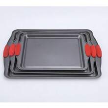 Baking Sheet Set, 3-Piece Cookie Sheet Set With Silicone Handles, Steel Baking Pans Set, Durable Baking Sheets For Oven, Cookie Sheets For Baking Nonstick Set, Sheet Pan - Black Baking Pan - Black - View 3