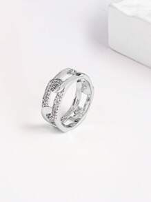 1 Set de pulsera y anillo con cadena geométrica y microperlas de circonita, un elegante juego de pulsera y anillo para uso diario de mujer