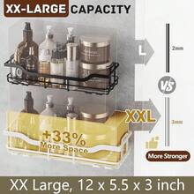 - Paquete de 3 cestas de ducha con soporte para jabón, calcomanías resistentes al óxido, no requiere perforación, carga interna duradera, organizador de ducha, estante de almacenamiento, organización - Blanco-Xx Grande - Ver 5