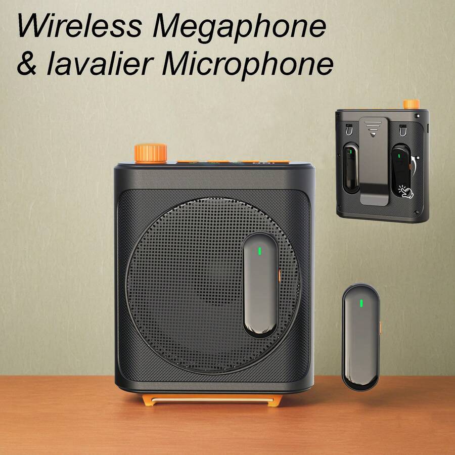 HITOZON 无线扩音器，带两个磁性麦克风，磁性隐藏充电，音质好，电池寿命长，体积小，音量大，室内外无压力，适用于各种场景和职业