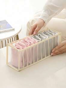 1 szt./2 szt./5 szt. [Biały/Szary/Beżowy/Różowy] Organizer na bieliznę i skarpetki, Organizer z siatki na półkę w szafie, Sortowanie pudełka do przechowywania skarpet i legginsów, Składane pudełko do przechowywania w szufladzie, Akcesoria do sypialni