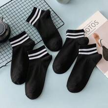 5/10 Pairs Of Women's Spring And Summer Thin Three-Bar Two-Bar Socks, Women's Socks, College Style, Casual Men's And Women's Couples, Socks, Men's Socks.