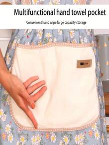1 Stück süße Schürze, Leinenschürze mit atmungsaktivem Blume Muster, wasserdichte und ablaufende Schürze für die Arbeit, geeignet für Kellner, Köche, Küchen-Haushalte