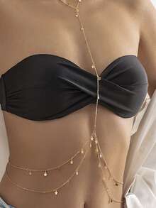 1pc Beach Style Rhinestone Bra Chain Gold Silver Crystal Diamond Sexy Body Chain Jewelry For Women