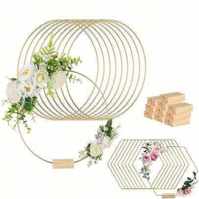 1pc/5pcs/10pcs 20cm/30cm Metal Hoop DIY Wreath Frame Wire Ring Holder Flower Garland Crafts Wedding Table Centerpieces Decoration