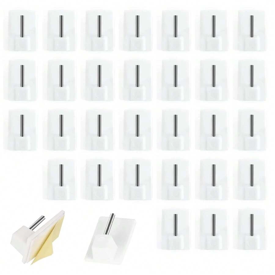 Adhesive Curtain Hooks, No Drilling Plastic Curtain Rod Brackets, No Drilling Curtain Hooks For Curtains, Curtain Rods, Kitchen, Bathroom (White),Bathroom Decor,Bathroom Accessories,Home Decor,Room Decor,Wall Decor,Bathroom Organizer,Bathroom Organization And Storage,Storage Organizer. - Multicolor - View 1