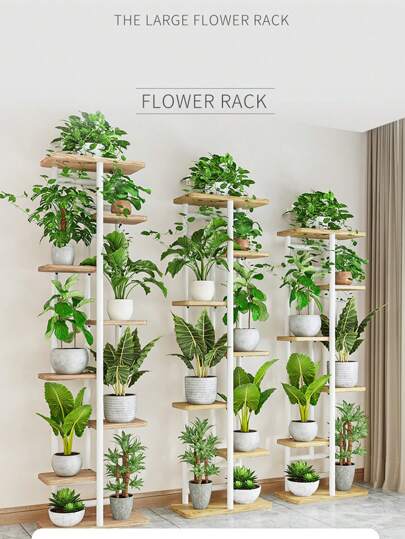 Étagère à fleurs simple, bois de rotin créatif, pot de fleurs radis vert, étagère sur pied pour salon. Étagère porte-plante de luxe léger, étagère d'affichage, étagère porte-plante à angle élevé. L'étagère porte-pot de fleurs est utilisée dans le salon, le balcon et la chambre.