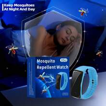 1 relógio repelente de mosquitos azul, pulseira esportiva para atividades ao ar livre, repelente físico de mosquitos, dispositivo repelente casual de mosquitos, pulseira antimosquitos feminina, para atividades ao ar livre, caminhadas, acampamentos, trilhas de verão, dispositivo repelente de mosquitos para passeios, relógio repelente de mosquitos masculino, tamanho ajustável, macio e confortável, presente para família e amigos, unissex