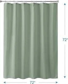 White Shower Liner Cloth Waterproof, Soft White Shower Curtain Liner Fabric With Weighted Stones, Washable Shower Curtain And Liner 2-In-1, 120G Heavy Duty, 12 Grommet Holes, 72 X 72 Inches - Green - View 7