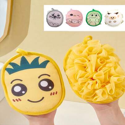 1 Pc Baby Bath Sponge, 2-In-1 Exfoliating Bath Flower And Bath Cloth, Non-Slip Baby Bath Set