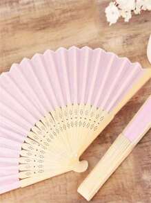 1/2/5pcs Silk Fans Decorative Fabric Fans, Plain Folding Fan, Wedding Gift, DIY Decor For Tabletop & Wall Hanging