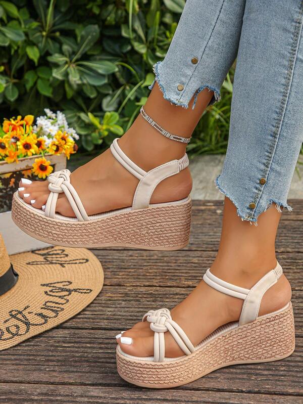 Sandalias de plataforma con cuña y diseño de cristal, impermeables y con suela gruesa, de moda para el verano 2025. Adecuadas para vacaciones, viajes, playa, uso diario y citas (Corren 1 talla pequeña)