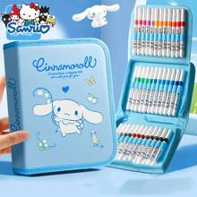 Sanrio 24 Stücke Sanrio Kuromi, Melody und Cinnamoroll Acryl Farbstift Aufbewahrungsbox - vielseitig einsetzbar, Marker und Stift Organizer, geben Sie 24 Markern als Geschenk. Ideal für Künstler und Studenten, Schüler Schreibwaren Organisator. Lustiges Design | Robuster Reißverschluss, Stift Aufbewahrung Organisator, Geschenke für den Schulanfang