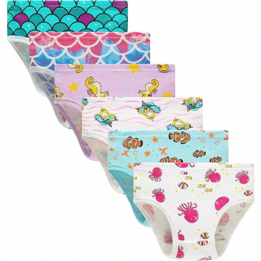 Local Delivery-Toddler Soft Cotton Panties Little Big Girls Undies Assorted Underwear - 6 Pack-ocean31 - View 1