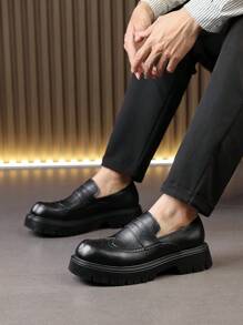 Men's Formal Business Leather Dress Shoes, Slip-On Vacation Wedding Shoes