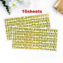 2pcs/5pcs Letter Graphic Assorted Sticker,Gold And Silver, Simple Multi-Purpose Decorative Sticker For Decoration, Hand Account Back To School,Water Cup, Coffee Cup, Name Combination, Ledger, Journal And Memo Decoration,Back-To-School - Multicolor - View 12
