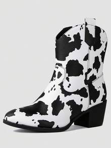GLOBALWIN Women's The Western Wear Fashion Cowboy Cowgirl Free Birds Country Concert Disco Outfits Low Heel Walking Boots For Ladies Fall Boots Halloween Season - 牛印2 - 查看 4